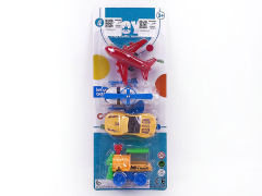 Pull Back Airplane & Helicopter & Sports Car & Train(4in1)