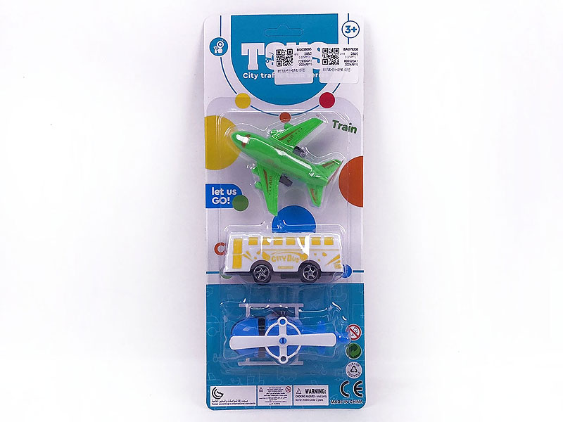 Pull Back Airplane & Bus & Helicopter(3in1) toys