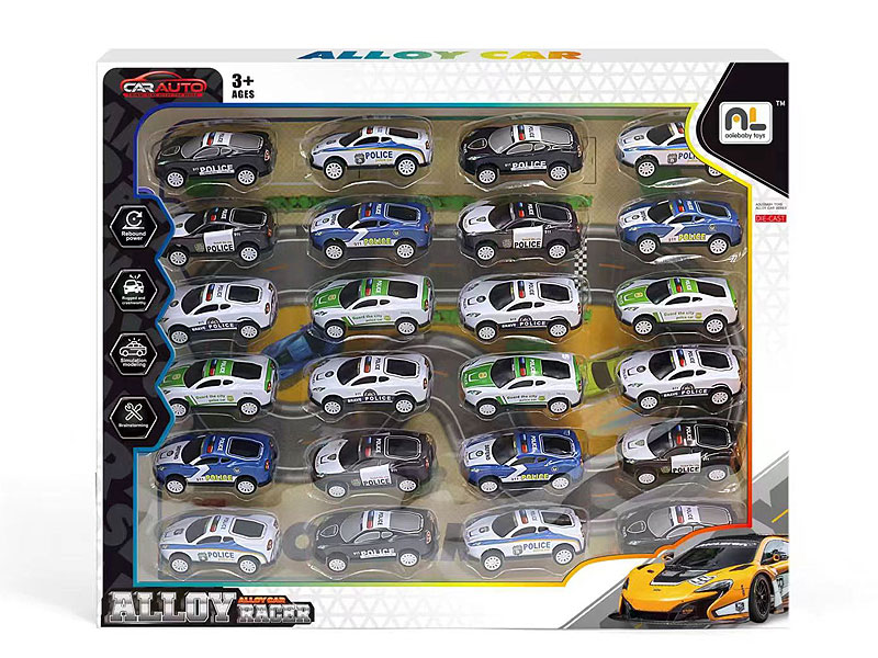 Die Cast Police Car Pull Back(24in1) toys