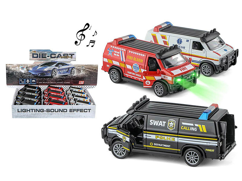 1:32 Die Cast Police Car Pull Back W/L_M(12in1) toys