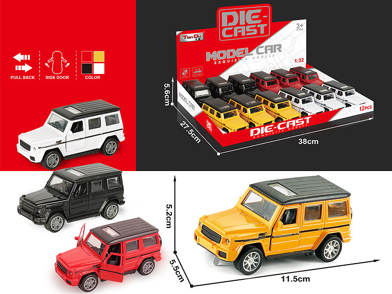 1:32 Die Cast Car Pull Back(12in1) toys