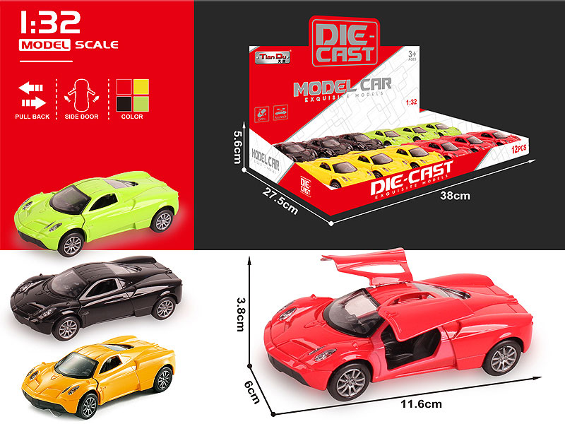 1:32 Die Cast Car Pull Back(12in1) toys