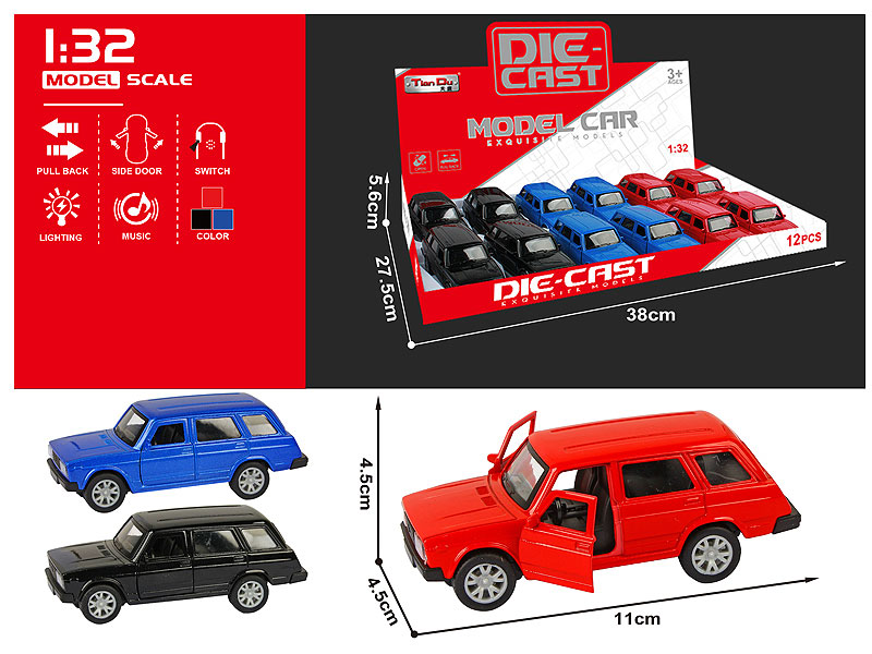 1:32 Die Cast Cross-country Car Pull Back W/L_M(12in1) toys