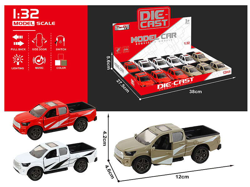 1:32 Die Cast Car Pull Back W/L_M(12in1) toys