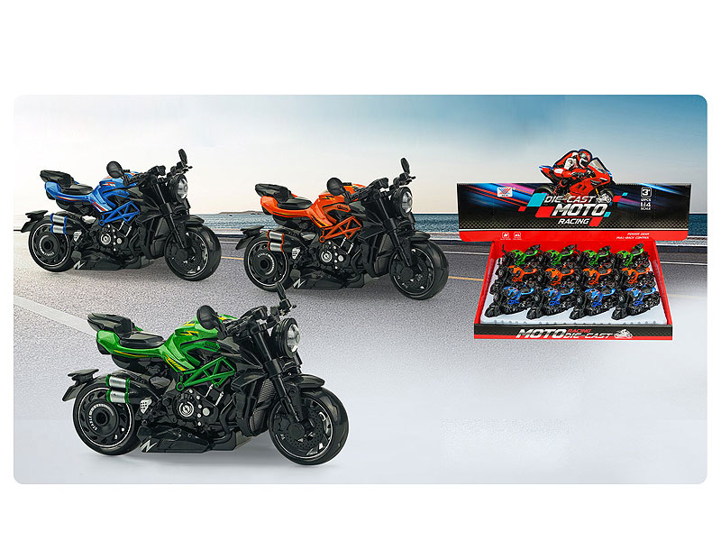 1:14 Die Cast Motorcycle Pull Back(12in1) toys