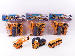 Pull Back Construction Truck & Helicopter & Bus(4S) toys