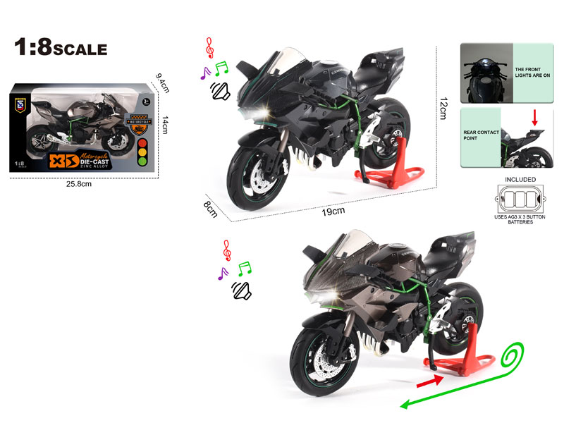 1:8 Die Cast Motorcycle Pull Back W/L_M(2C) toys