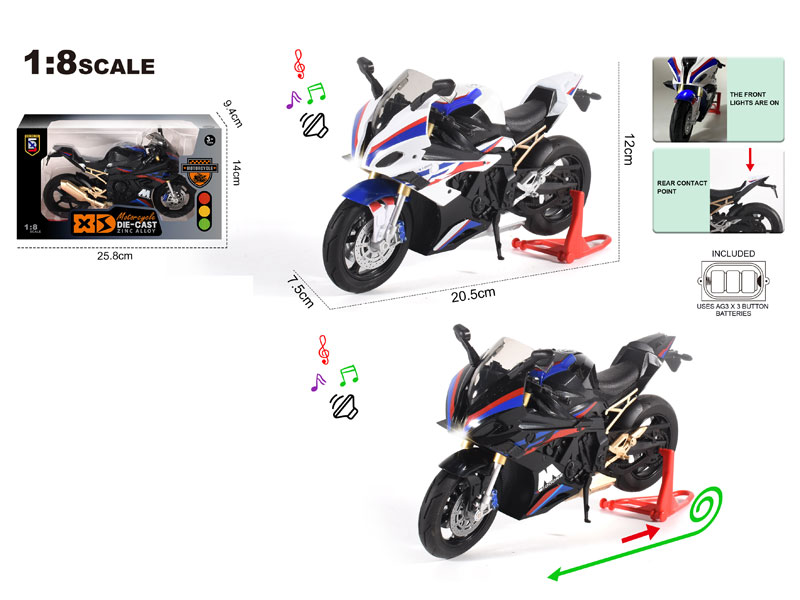 1:8 Die Cast Motorcycle Pull Back W/L_M(2C) toys