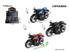 英文1:12杜卡迪V4合金回力摩托车带灯光/声音(12只庄)