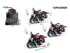 英文1:12合金回力哈雷摩托车带灯光/声音(12只庄)