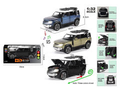 英文1:32路虎卫士压铸锌合金回力车带灯光/声音(3色)