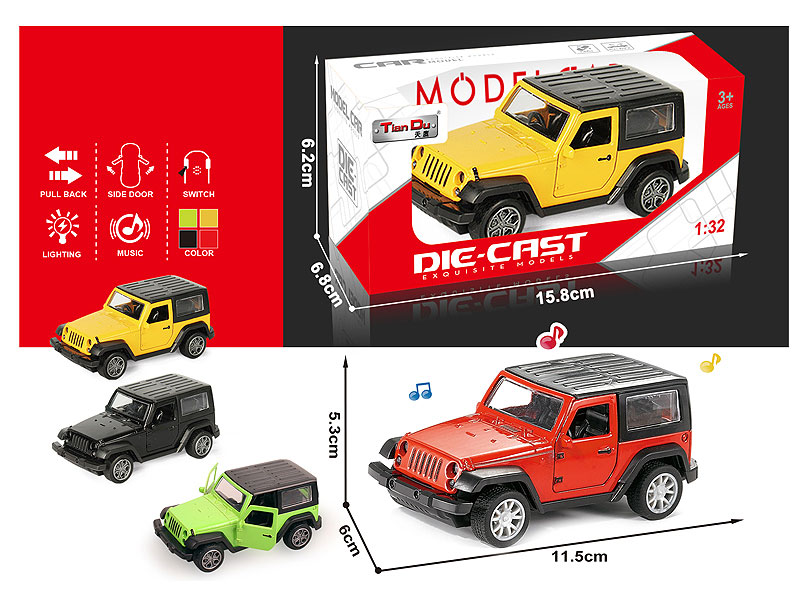 1:32 Die Cast Car Pull Back W/L_M(4C) toys