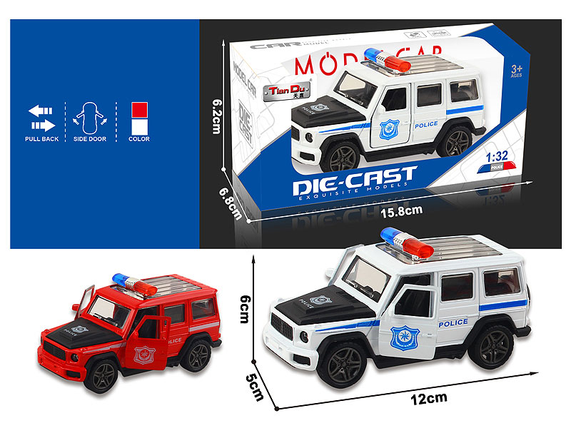 1:32 Die Cast Police Car Pull Back(2C) toys