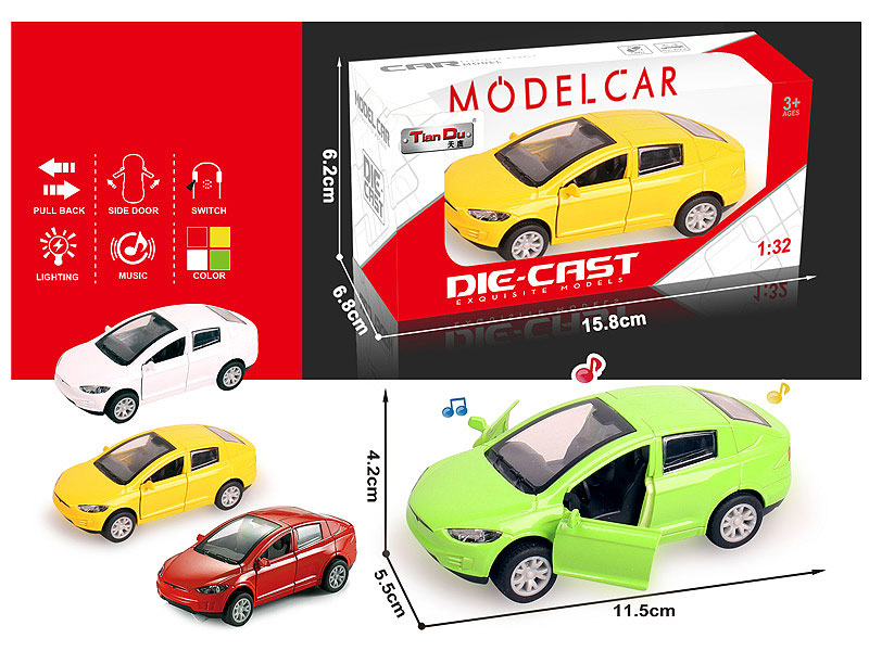 1:32 Die Cast Car Pull Back W/L_M(4C) toys