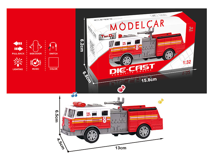 1:32 Die Cast Fire Engine Pull Back WL_M toys