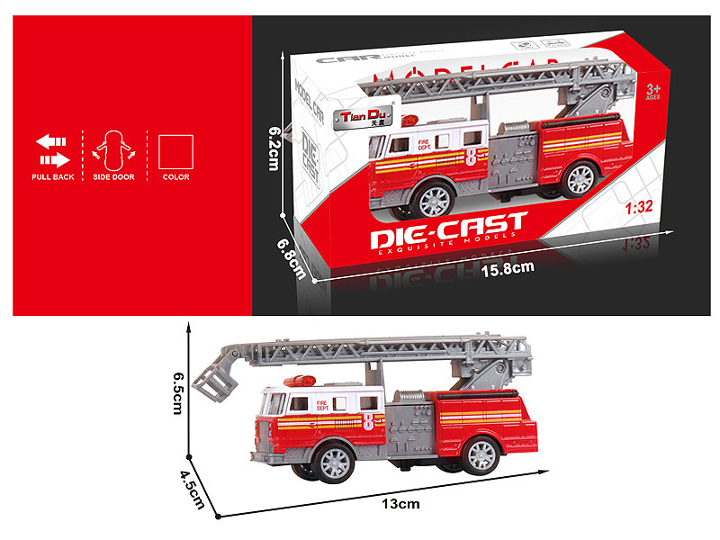 1:32 Die Cast Fire Engine Pull Back toys