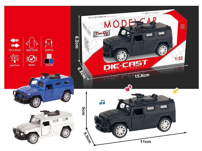 1:32 Die Cast Car Pull Back W/L_M(3C) toys