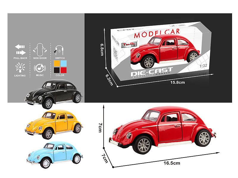 1:32 Die Cast Car Pull Back W/L_M(12in1) toys