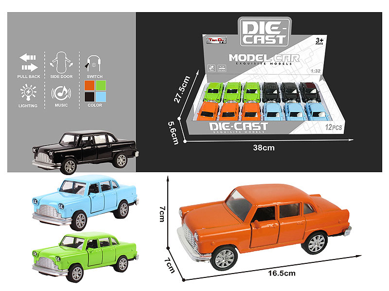 1:32 Die Cast Car Pull Back W/L_M(12in1) toys