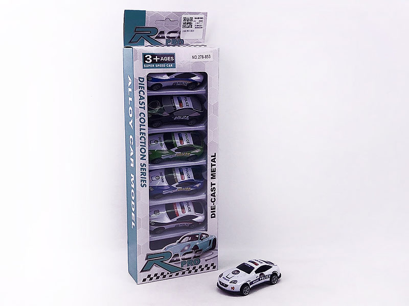 Die Cast Police Car Pull Back(6in1) toys