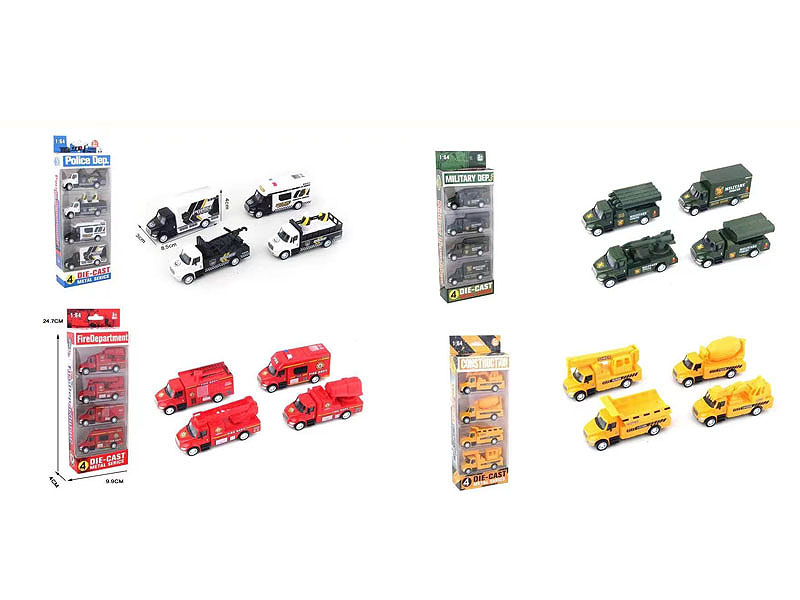 1:64 Die Cast Car Pull Back(4in1) toys