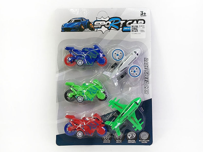 Pull Back Airplane & Motorcycle(5in1) toys