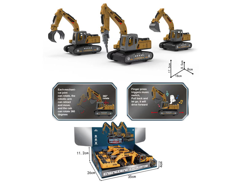 1:28 Die Cast Construction Truck Pull Back W/L_M(6in1) toys