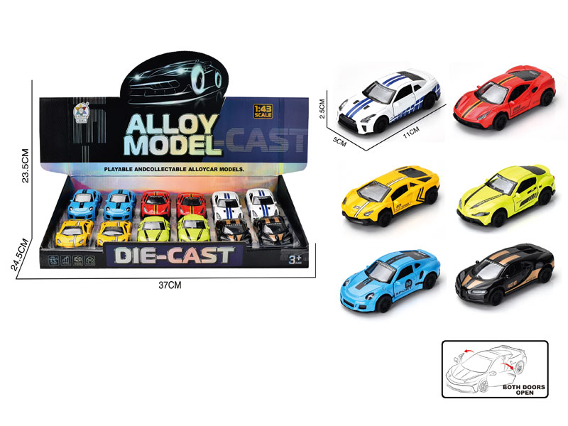 1:43 Die Cast Racing Car Pull Back(12in1) toys
