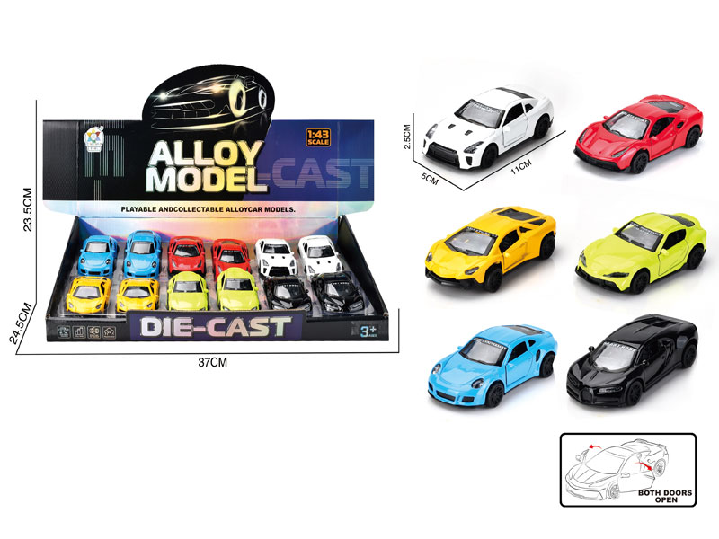 1:43 Die Cast Car Pull Back(12in1) toys