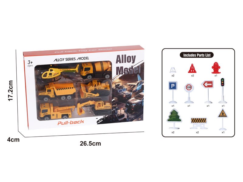Die Cast Construction Truck Set Pull Back toys