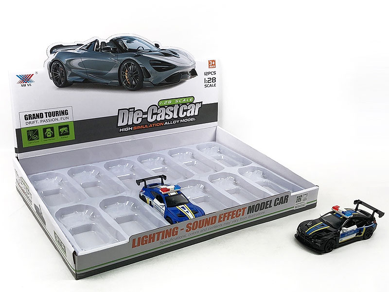 1:28 Die Cast Police Car Pull Back W/L_M(12in1) toys
