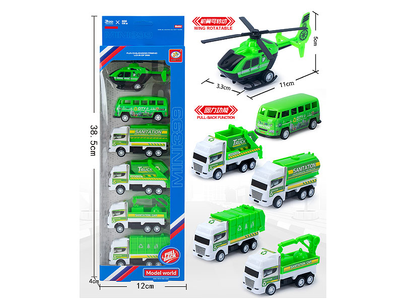 Pull Back Sanitation Truck(6in1) toys