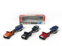 1:38合金回力拖车载合金滑行警车(4色)