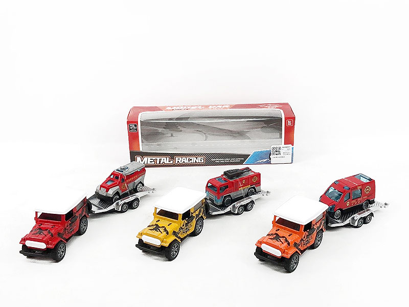 1:38 Die Cast Truck Pull Back Tow Die Cast Fire Engine Free Wheel(4C) toys