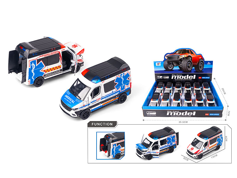 1:32 Die Cast Ambulance Pull Back(12in1) toys