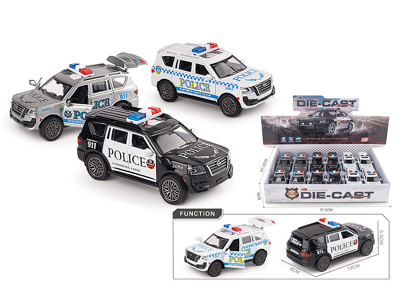 1:32 Die Cast Police Car Pull Back(12in1) toys