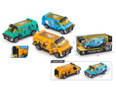 1:32吉姆斯合金回力面包三开门车(3色)