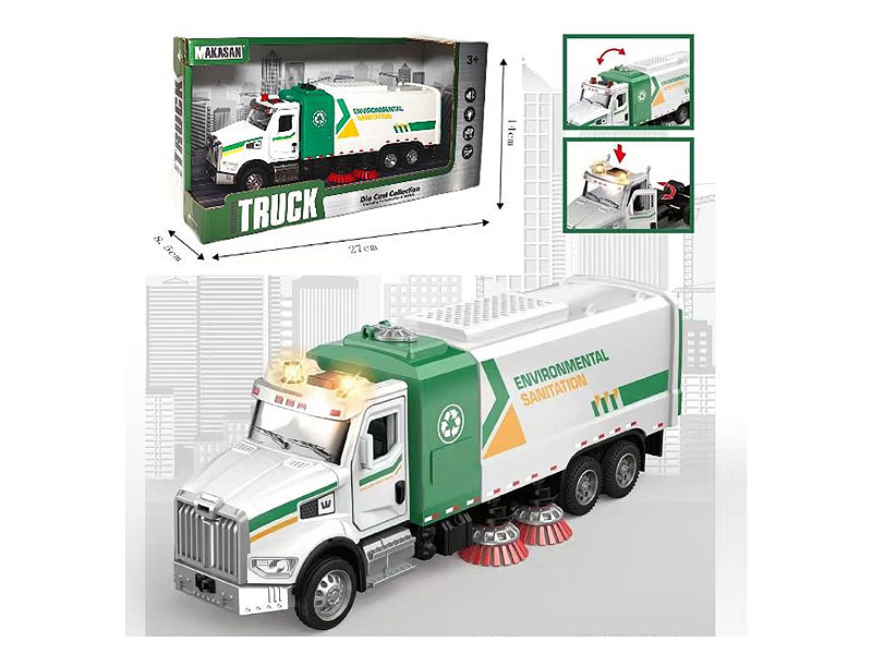 Die Cast Sanitation Car Pull Back W/L_M toys