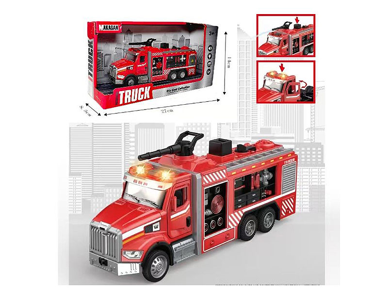 Die Cast Sprinkler Fire Truck Pull Back W/L_M toys