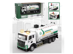 合金回力平头水罐车带灯光音乐