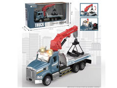 合金回力美国头平板吊机车带灯光音乐