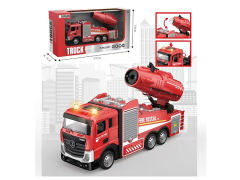 合金回力平头喷雾消防车带灯光音乐