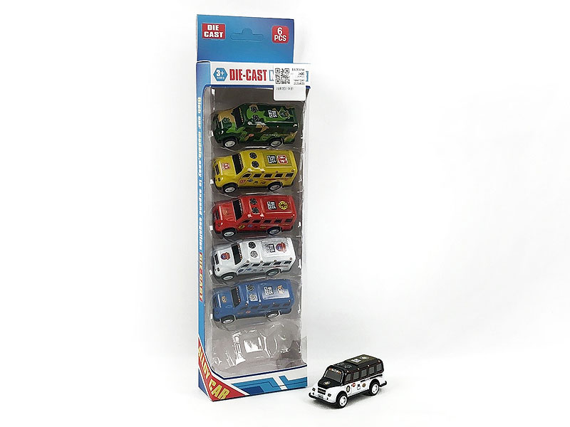 Die Cast Bus Pull Back(6in1) toys