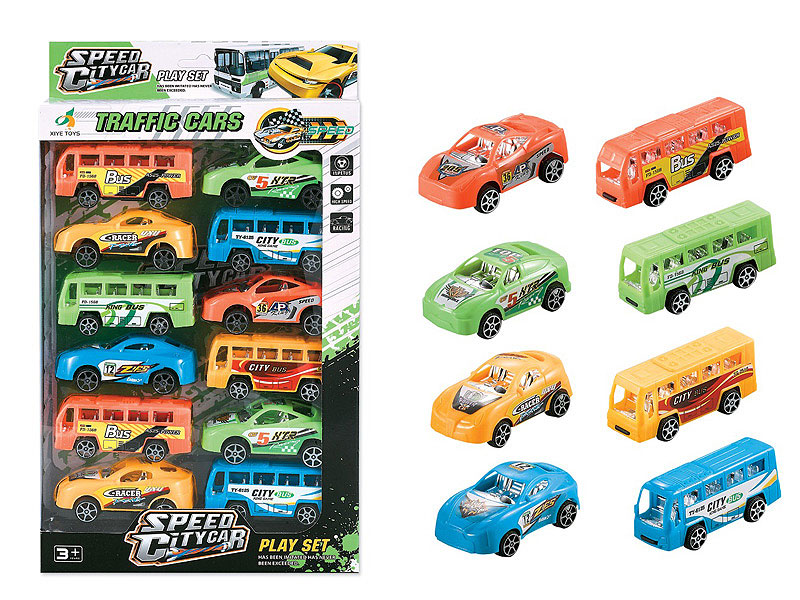 Pull Back Car & Bus(12in1) toys