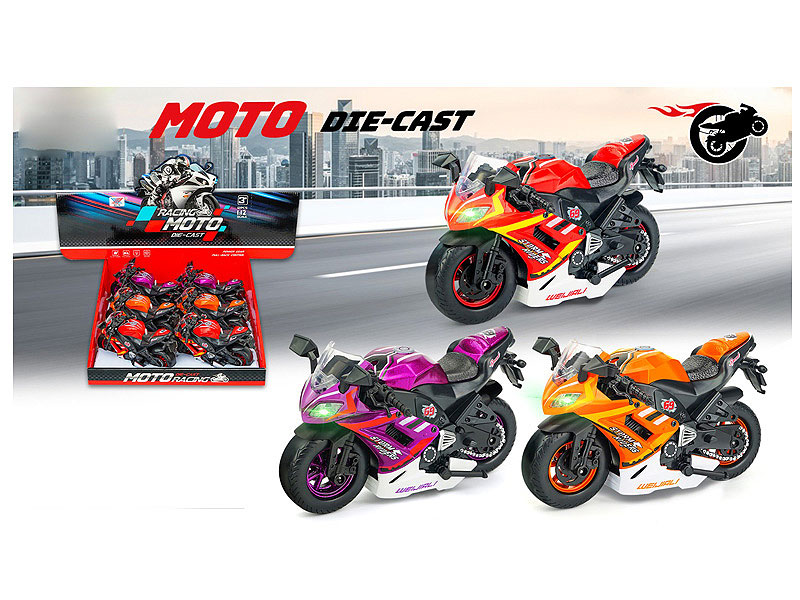 1:12 Die Cast Motorcycle Pull Back W/L_M(6in1) toys