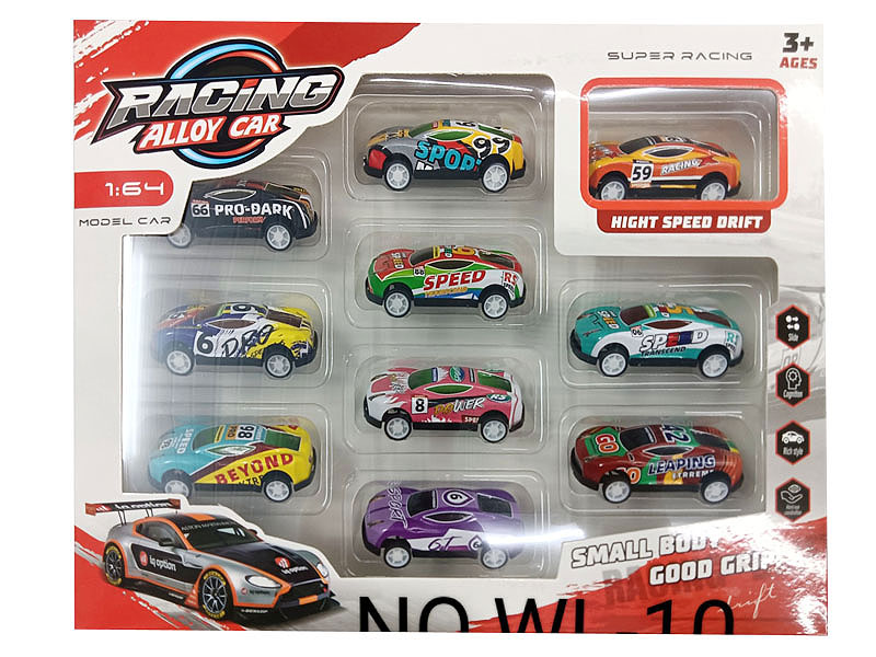 1:64 Die Cast Racing Car Pull Back(10in1) toys