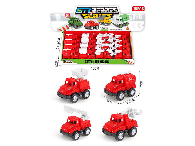 Pull Back Fire Engine(16in1) toys