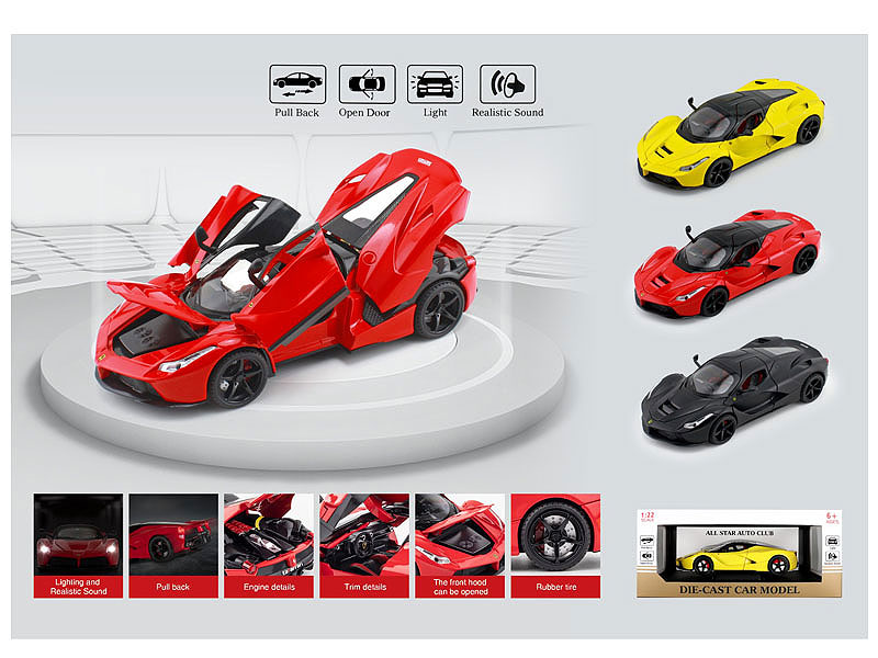 1:22 Die Cast Sports Car Pull Back W/L_S(3C) toys