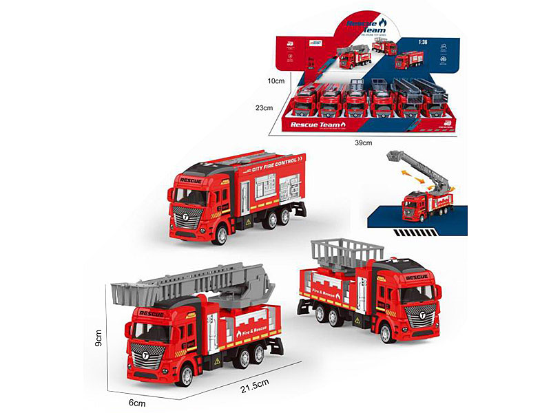 1:36 Die Cast Fire Engine Pull Back(6in1) toys
