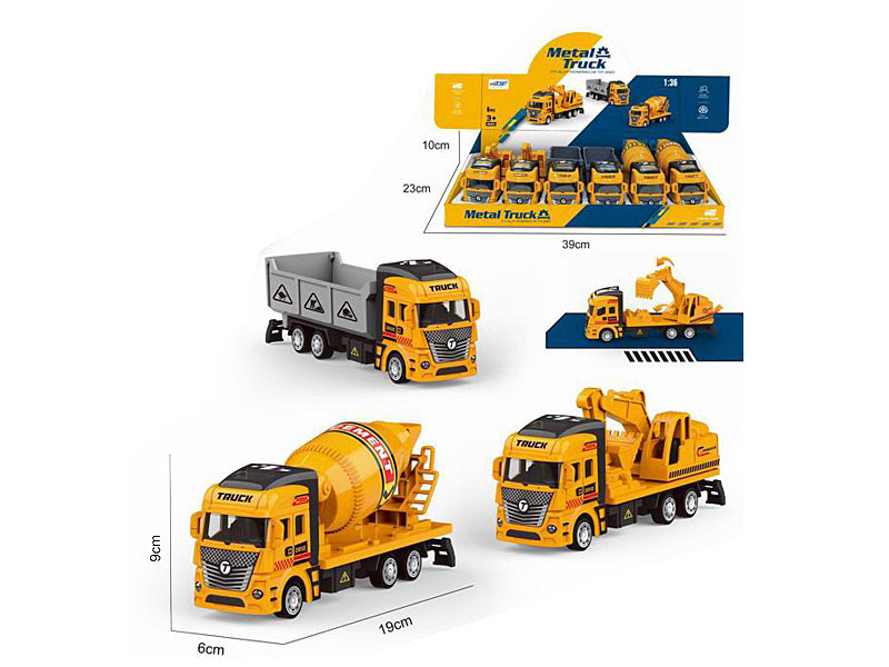 1:36 Die Cast Construction Truck Pull Back(6in1) toys